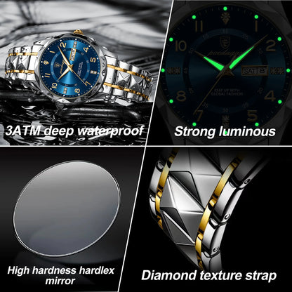 POEDAGAR Luxury Man Wristwatch Waterproof